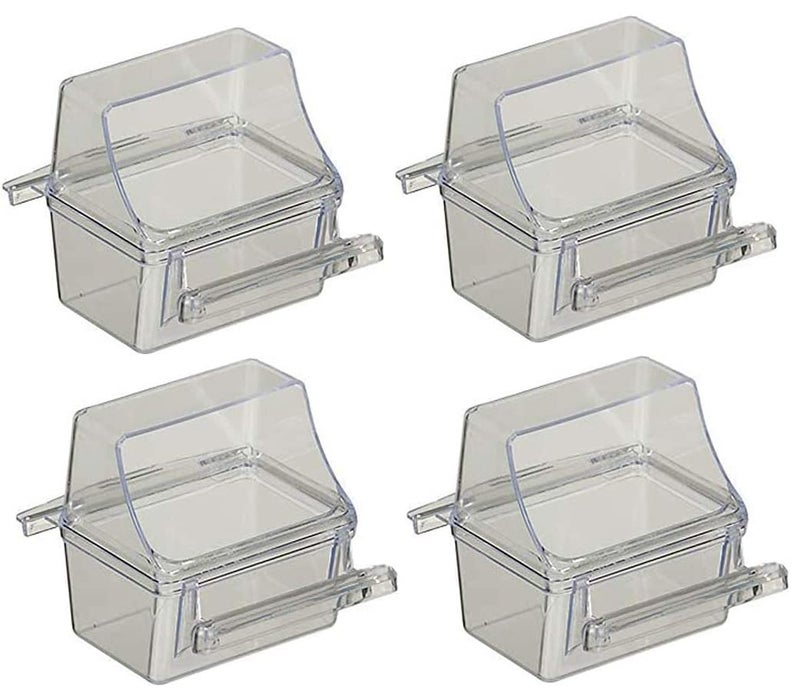 Mcage Lot of 4 Clear Transparent Bird Cage Birds Feeding & Watering Feeder Cups - Image 2
